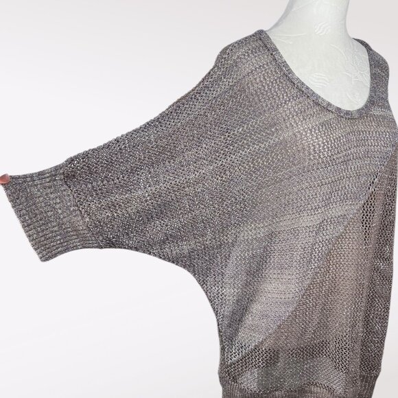 Metallic Open Knit Tunic Sweater M/L Made In USA - Picture 7 of 9